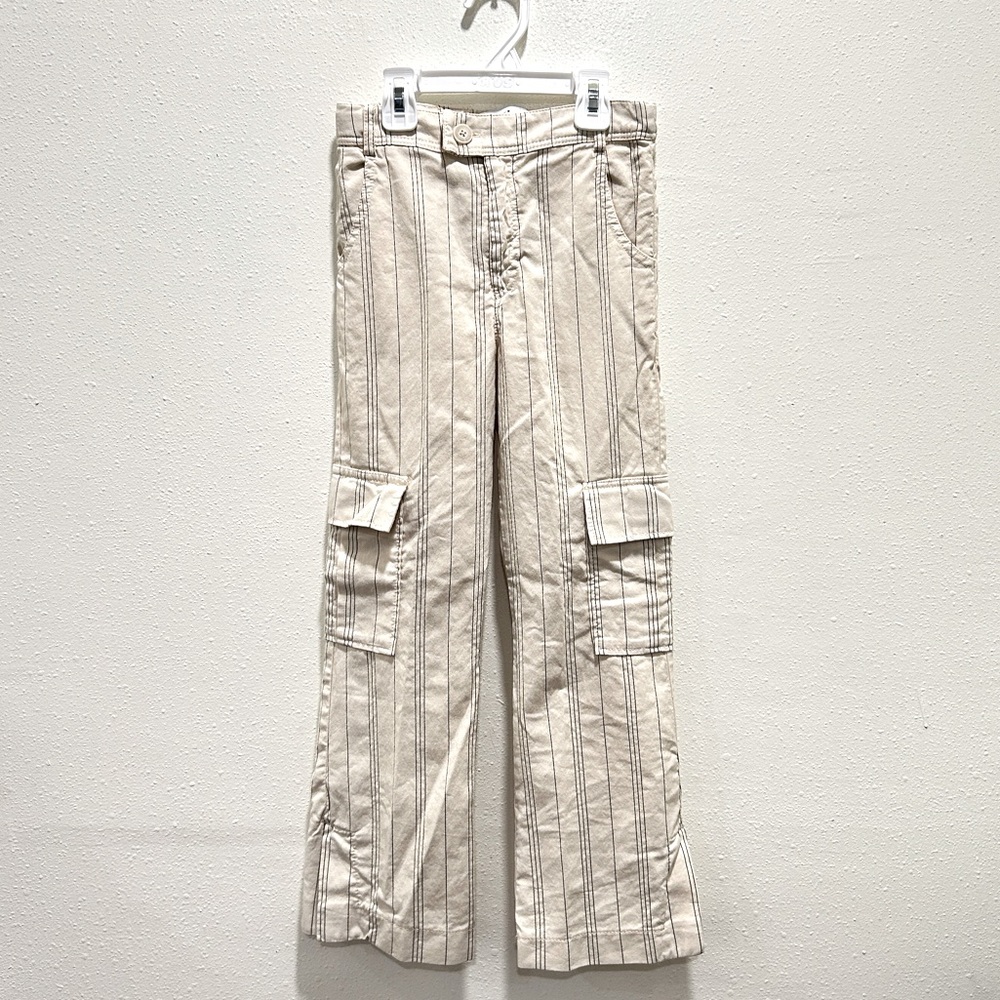 Zara Kids Cream Straight Cargo Pants Size 9